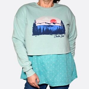 Ace USA Mint Green Crater Lake Cropped Fleece Pullover Crewneck M Fits 1X